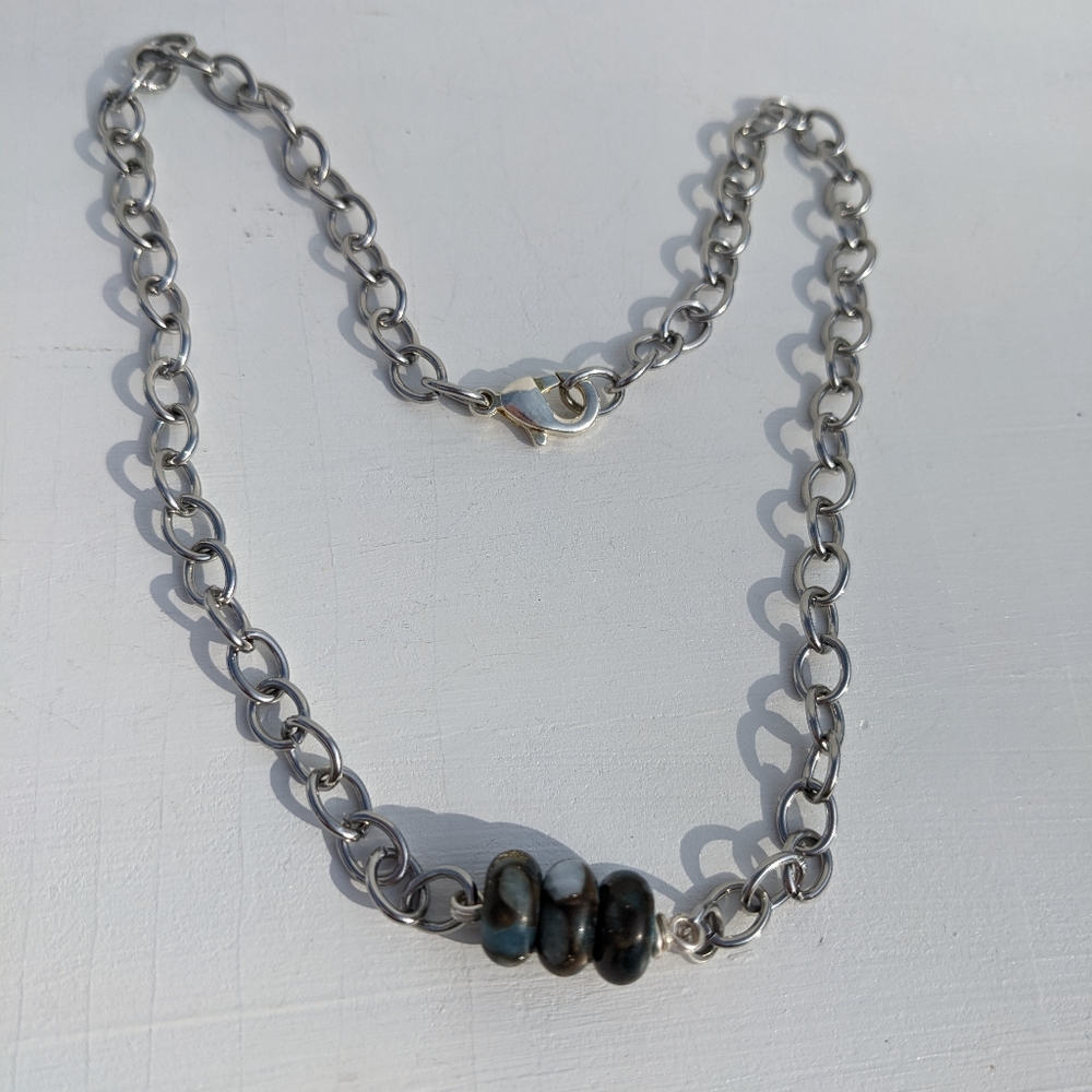 Jasper Stainless Steel Silver Chain Necklace Handmade Crystals Grounding Unisex - Picture 8 of 13